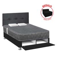 Dormitorio Sabanera Acqua 2 Plazas + Sofá Cama Gris Oscuro