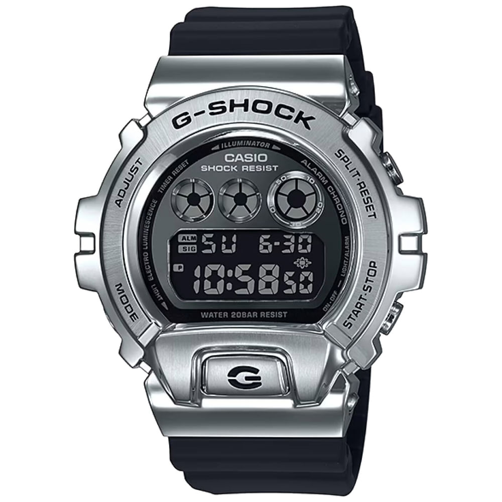 Reloj Casio G-Shock GM-6900-1 Digital Acero Inoxidable Plateado Resina Negro