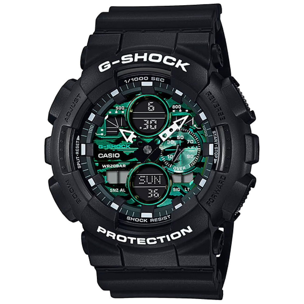 Reloj Casio G-Shock GA140MG-1A Digital Analógico Acuático Luz Led Resina Negro Verde