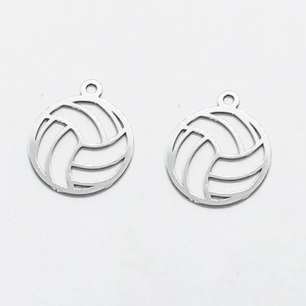 Set x 2 dijes pequeños pelota de voley en plateado