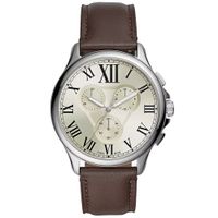 Reloj Fossil Monty FS5638 Para Hombre Cronometro Correa de Cuero Marrón Dial Marfil