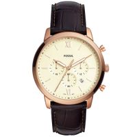 Reloj Fossil Neutra FS5558 Fecha Cronometro Acero Inoxidable Oro Rosado Dial Marfil