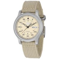 Reloj Seiko 5 SNK803K2 Automático Fecha Acero Inoxidable Mate Correa De Nailon Beige
