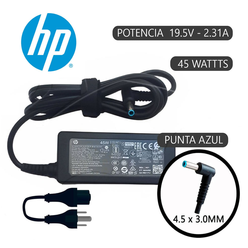 Cargador Generico Laptop HP Punta Azul 19.5V-2.31A-4.5x3.0 - 45W