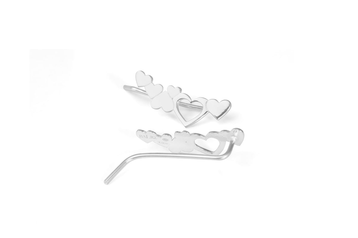 Aretes 6 Corazones Cuff Plata 925