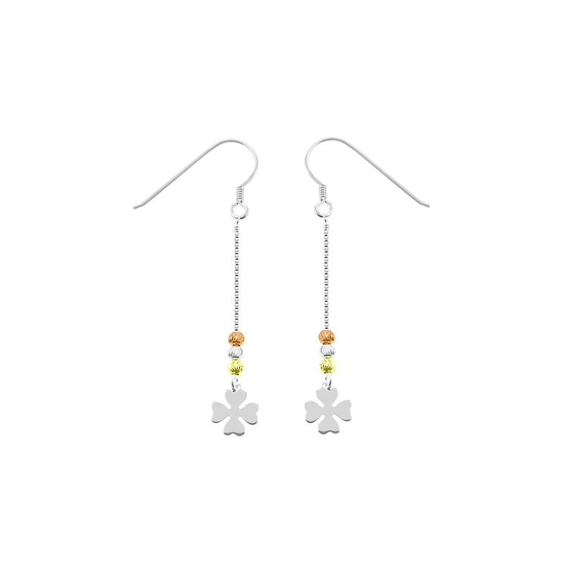 Aretes Trebol Acolgante plata 925