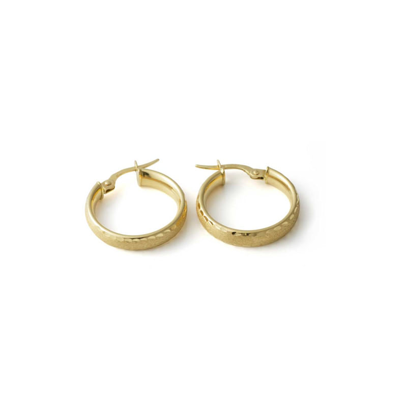 Aretes Argolla Diamantada Oro18K