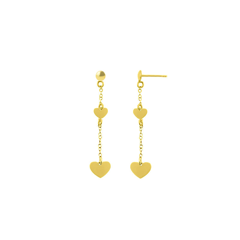 Aretes Corazon Acolgante Oro18K