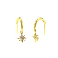 Aretes Estrella Colgante Oro 18k