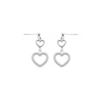 Aretes Dos Corazones Plata 925