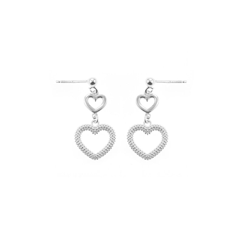 Aretes Dos Corazones Plata 925