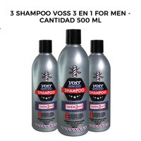 3 Shampoo Voss 3 en 1 For Men - Cantidad 500 ml