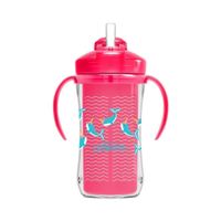 Vaso con cañita 10 oz/300ml con asas - Ballenas,Rosado.