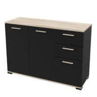 Aparador Clásico 3 puertas 2 cajones Sakuma color Negro/Haya TU MESITA