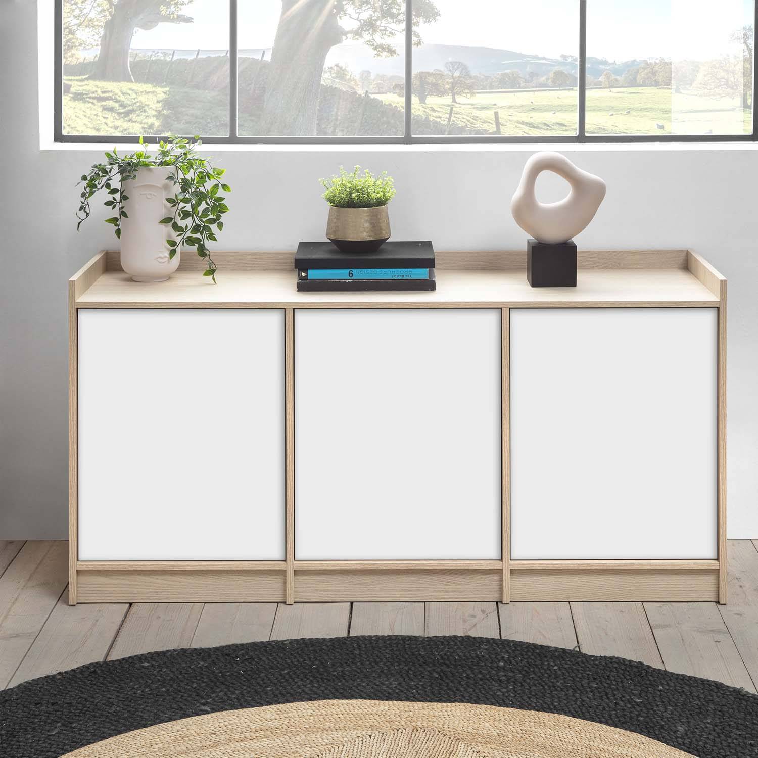Aparador Moderno Mara Roble/Blanco 139cm TU MESITA