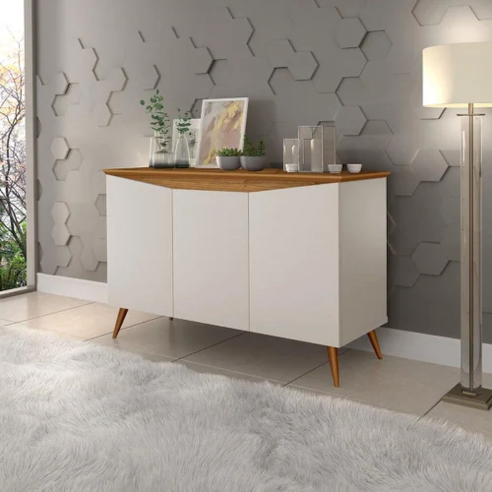Aparador Vajillero Vintage Reyes 100cm Blanco/Marrón TU MESITA