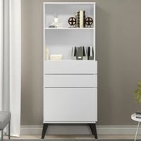 Vitrina funcional 1 puerta 2 cajones Evangelina color Blanco TU MESITA