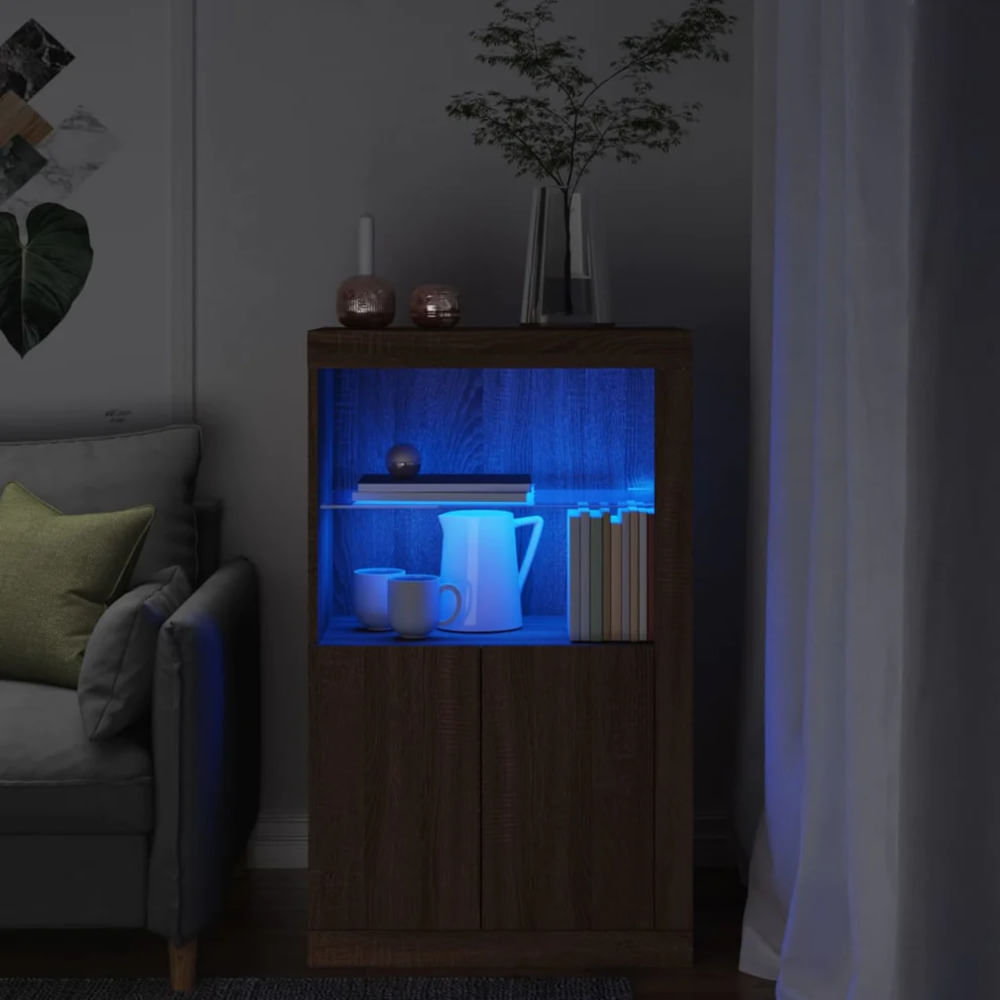 Aparador Clásico Jones luces LED 2 puertas TU MESITA color Marrón