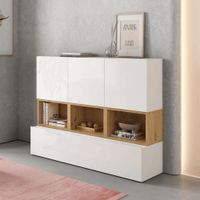 Aparador Recibidor Moderno Charlie color Blanco/Marrón TU MESITA 3 cajones 1 puerta