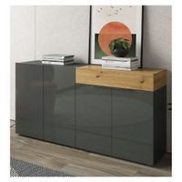 Aparador para Salón Priux 4 puertas 1 cajón TU MESITA color Negro/Haya