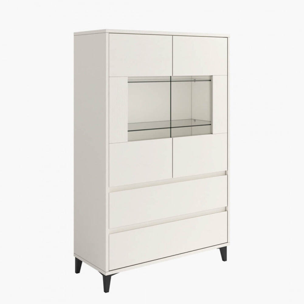 Vitrina 2 puertas Lucio color Blanco 2 cajones TU MESITA