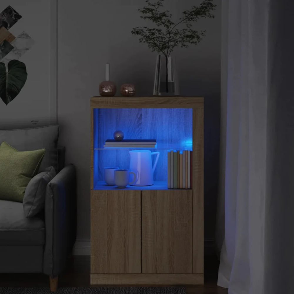 Aparador Clásico Jones luces LED 2 puertas TU MESITA color Roble