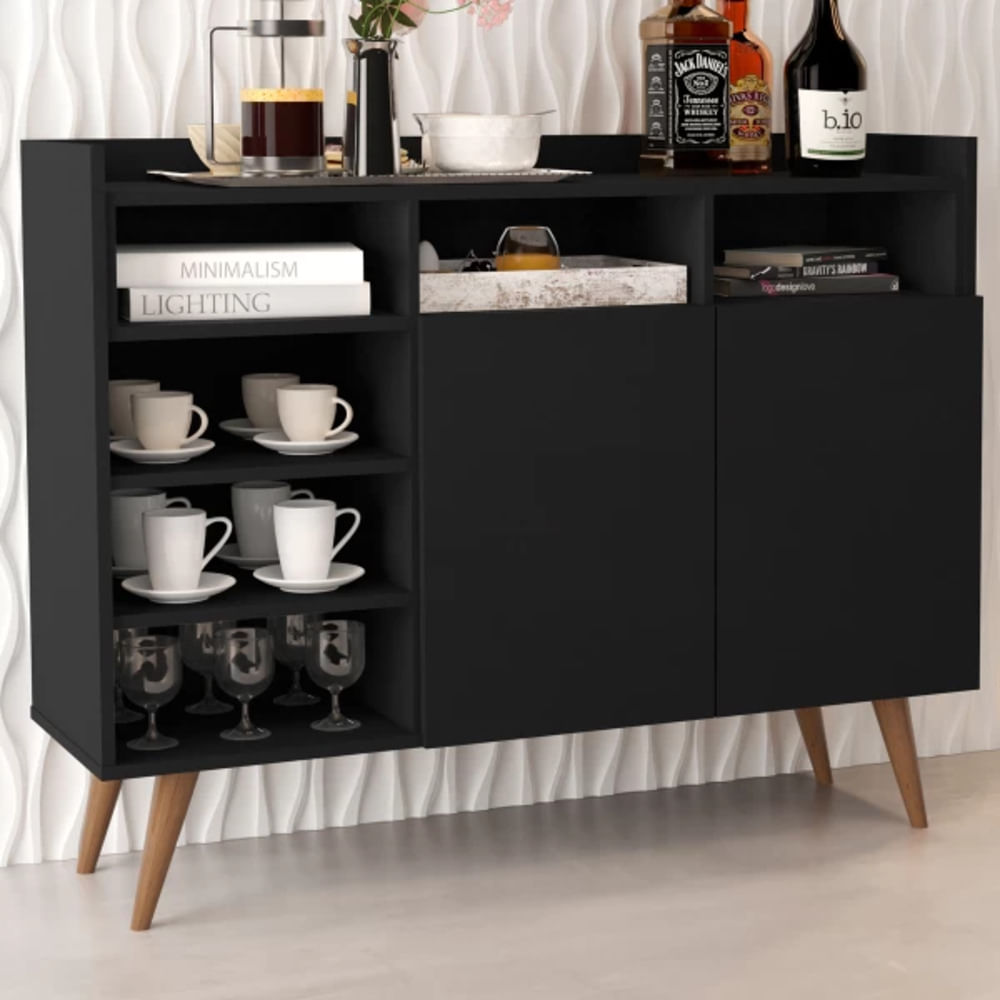 Aparador para Cocina Luther color Negro 2 puertas TU MESITA