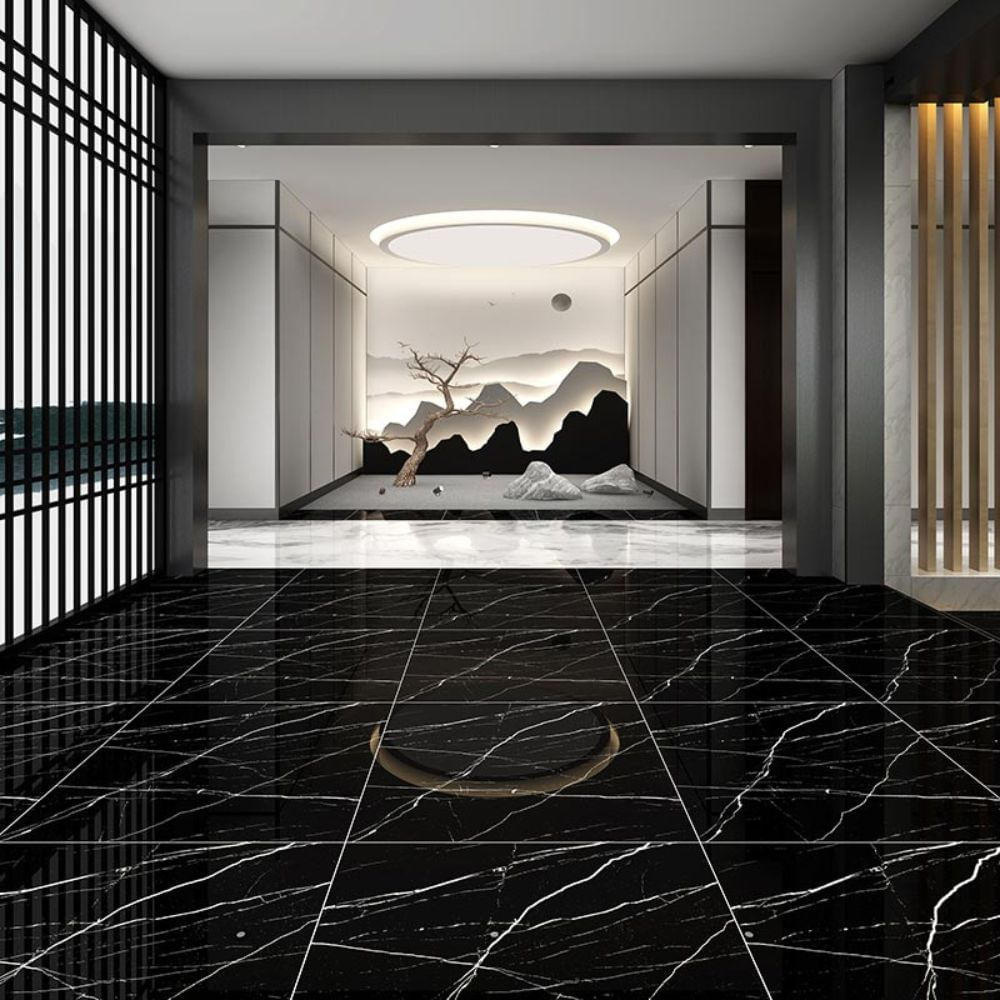Piso Gress Marmolizado Negro 60x60cm 1.44m2 Orange