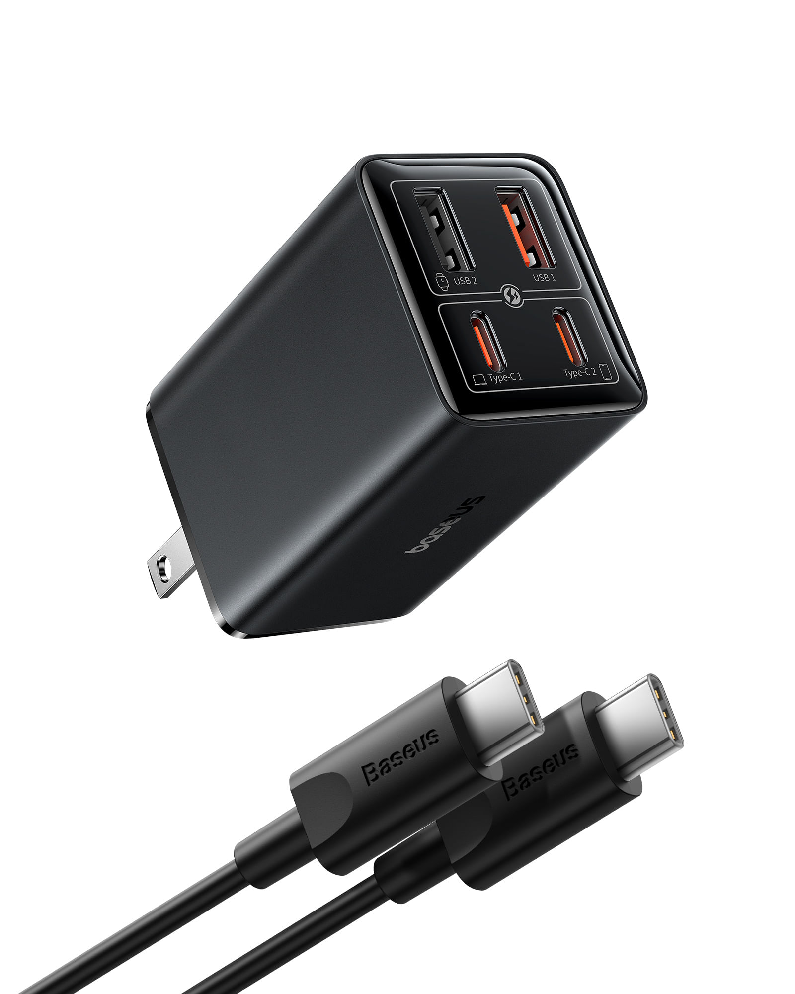 Cargador Baseus GaN 6 Pro 65W Carga Rápida 4 Puertos con Cable 1m