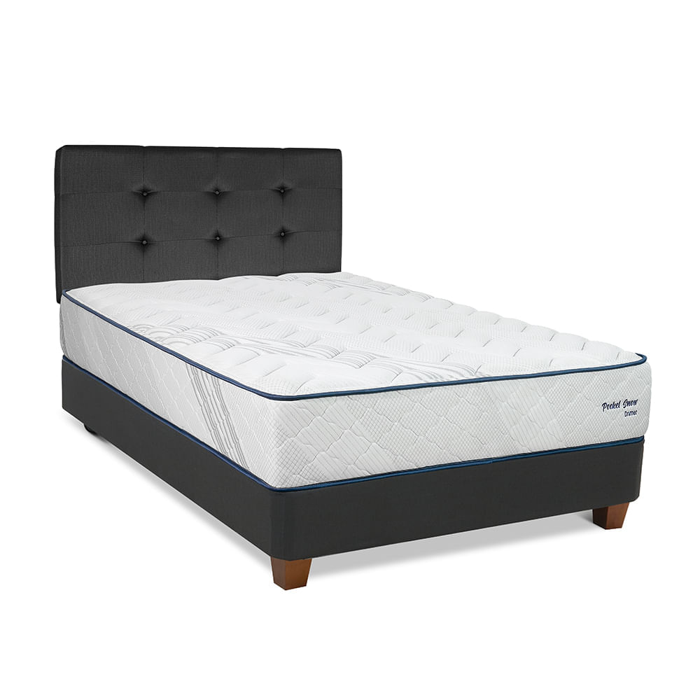 Dormitorio DRIMER Pocket Snow 1.5 Plz + 1 Almohada + Protector