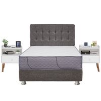 Dormitorio FORLI Capella Queen + Velador Fer Blanco