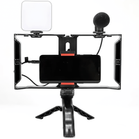 Kit Soporte De Grabación Micrófono Luz LED Mini Trípode