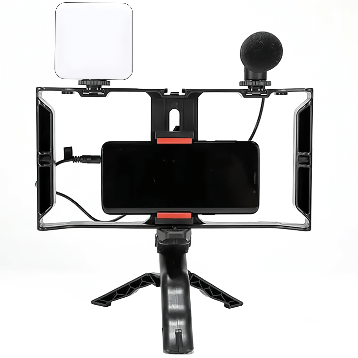 Kit Soporte De Grabación Micrófono Luz LED Mini Trípode