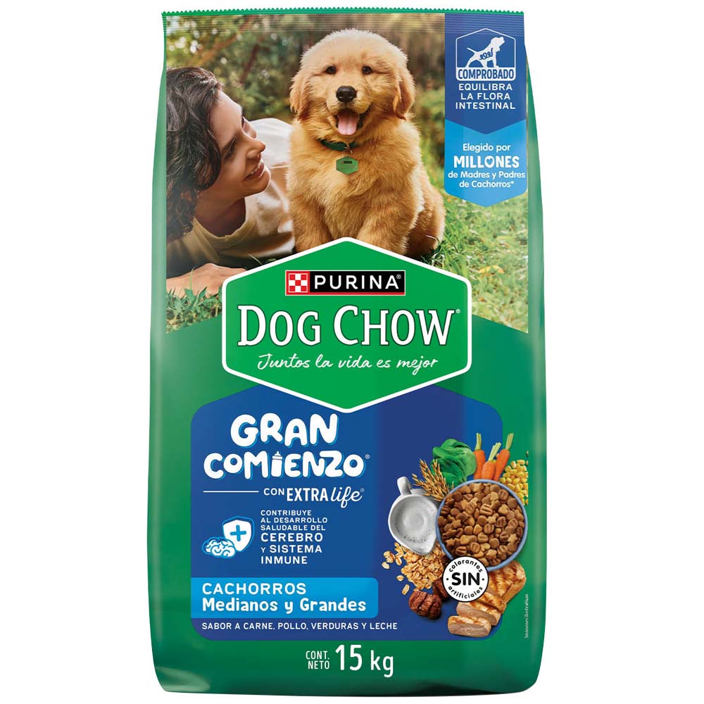 Comida para Perros DOG CHOW Gran Comienzo Cachorros Medianos y Grandes Bolsa 15 Kg