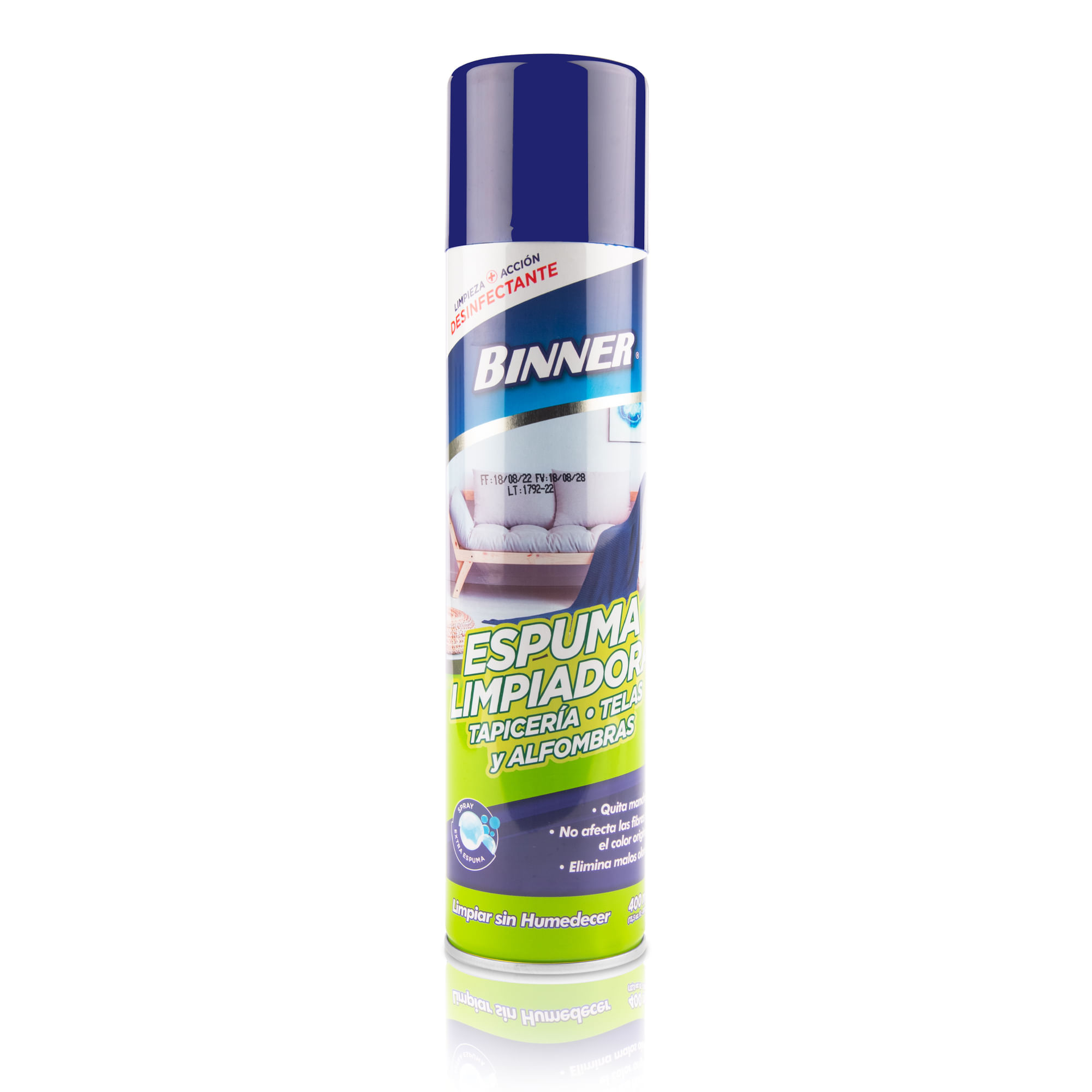 Espuma Limpiadora BINNER para Tapicería/Telas/Alfombras en Aerosol 400ml