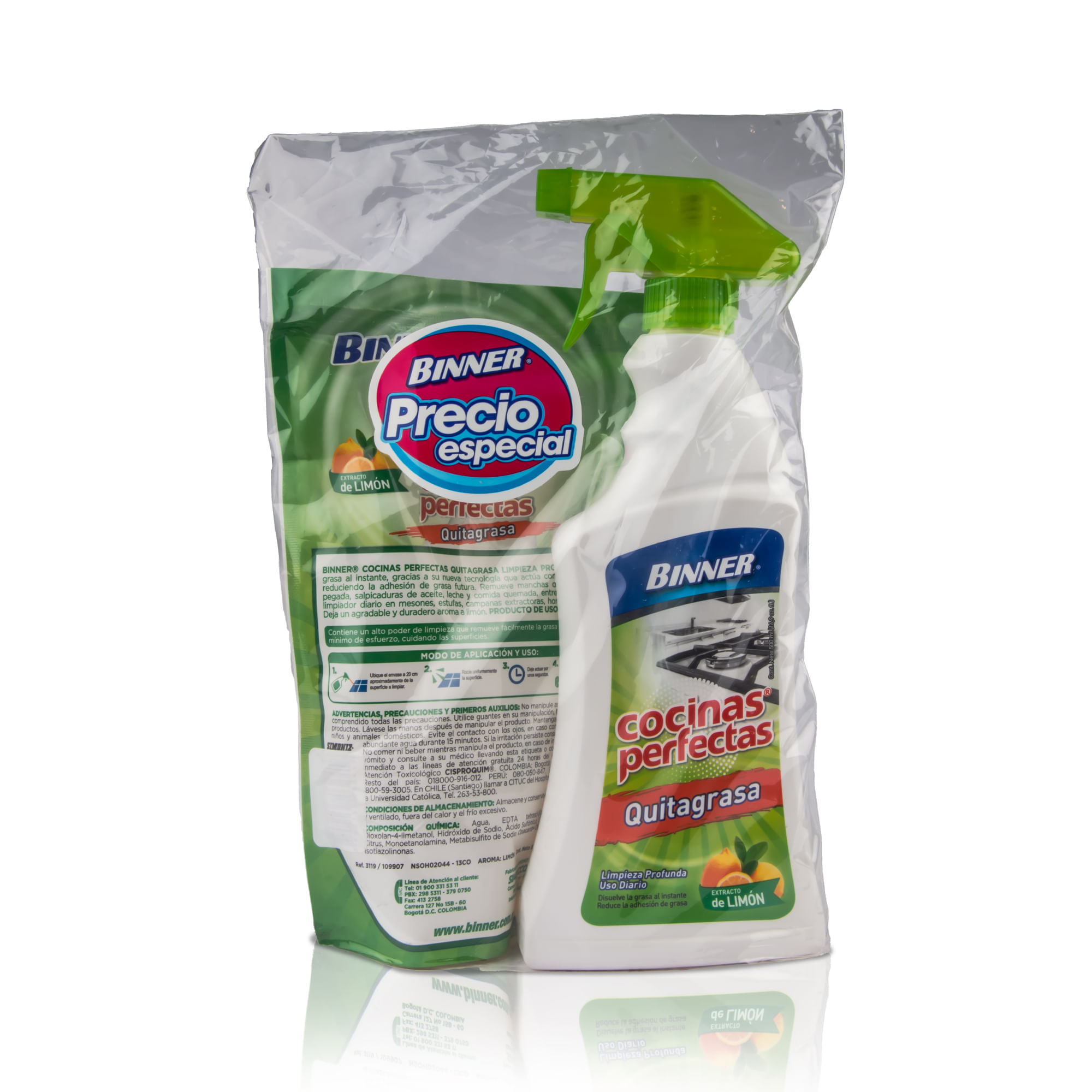 Quitagrasa BINNER Cocinas Perfectas Botella 500ml + Quitagrasa BINNER Doypack 500ml
