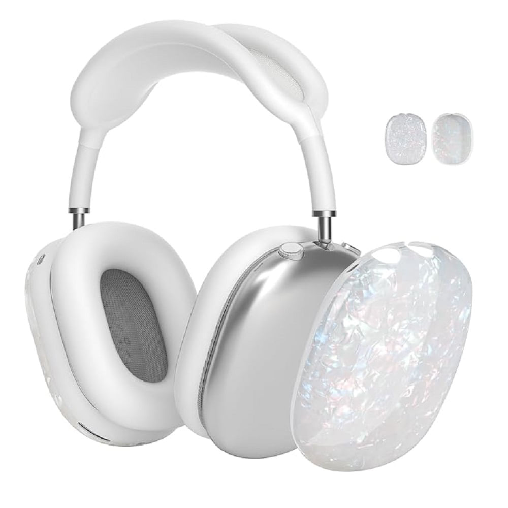 CASE FUNDA BRILLANTE DE SILICONA PARA AIRPODS MAX - ""BLANCO ESCARCHADO""