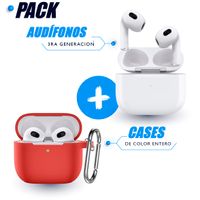 AUDIFONOS INALAMBRICOS DE 3ERA GENERACIÓN + CASE DE SILICONA ROJO