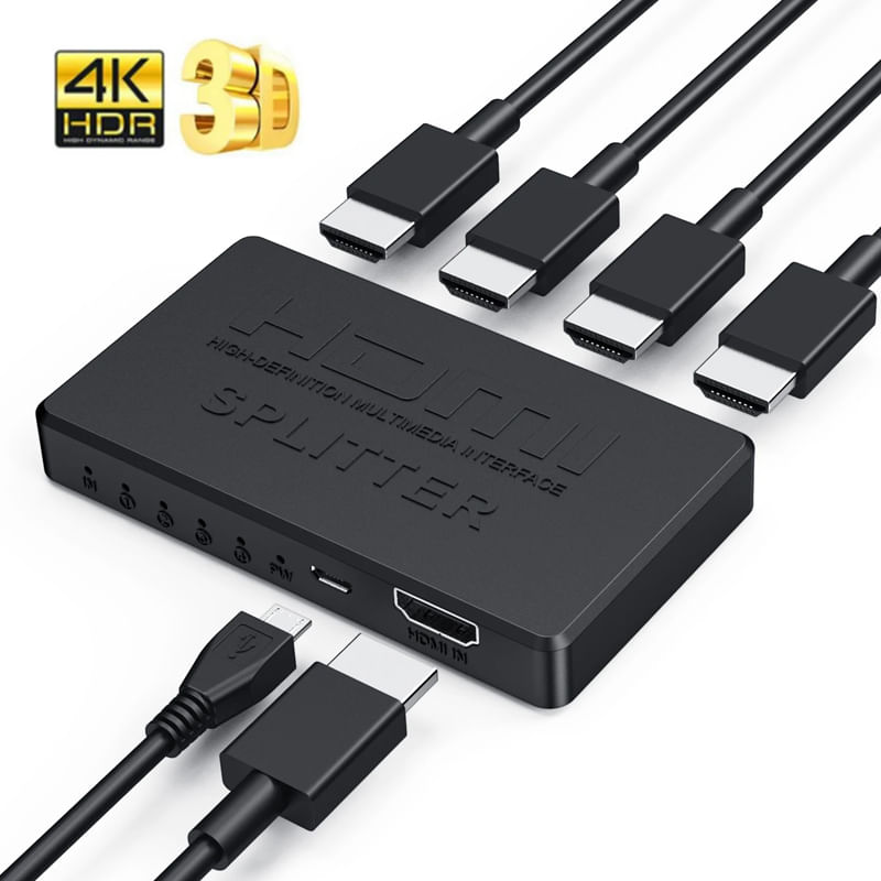 Splitter Hdmi 1x4 Full Hd 4K 3D 1080P 60Hz Multiplica Señal