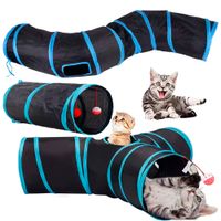 Túnel para Gatos Polyester Plegable 92x44cm Negro/Turquesa