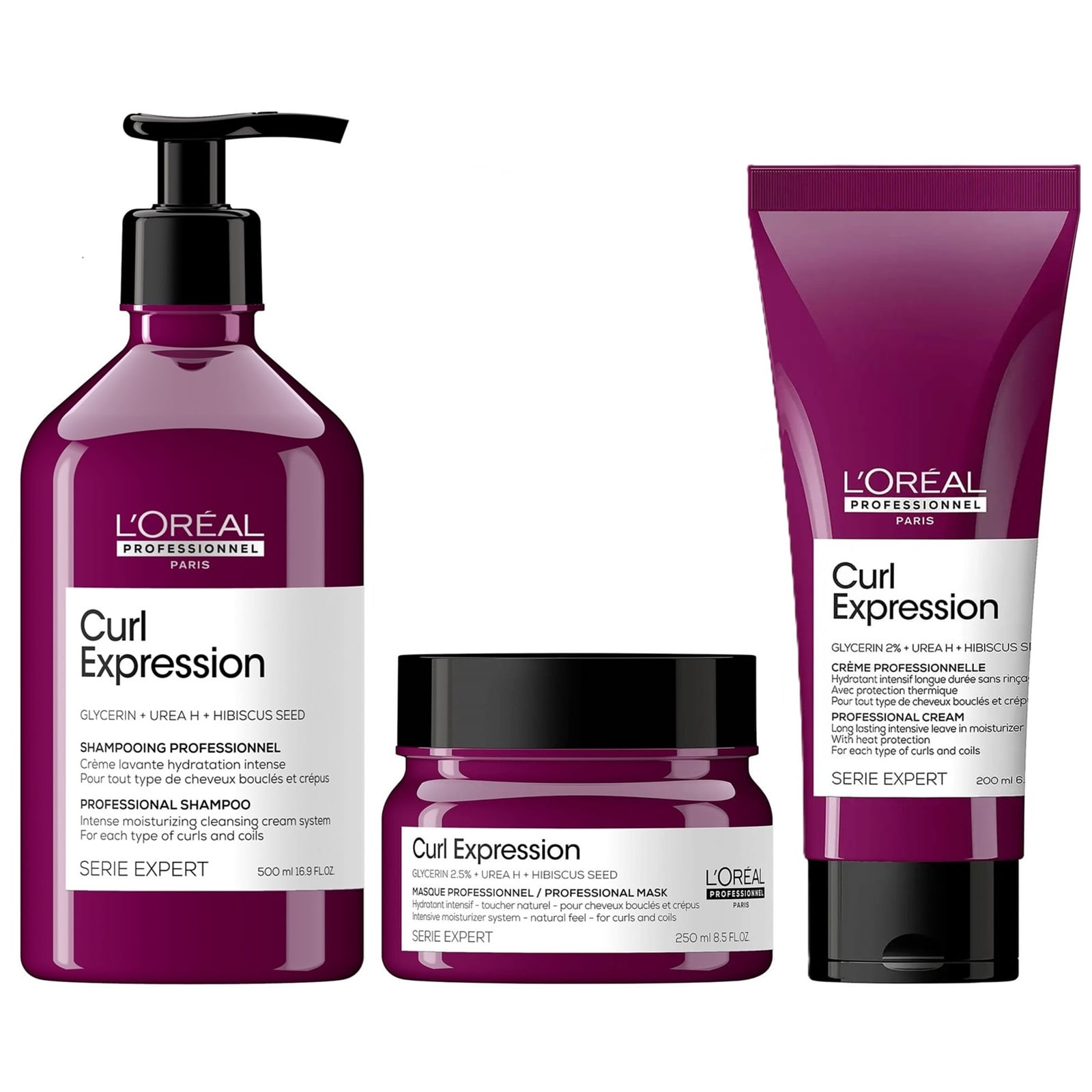 Shampoo Hidratante 500ml + Mascarilla + Crema LOreal Curl Expression