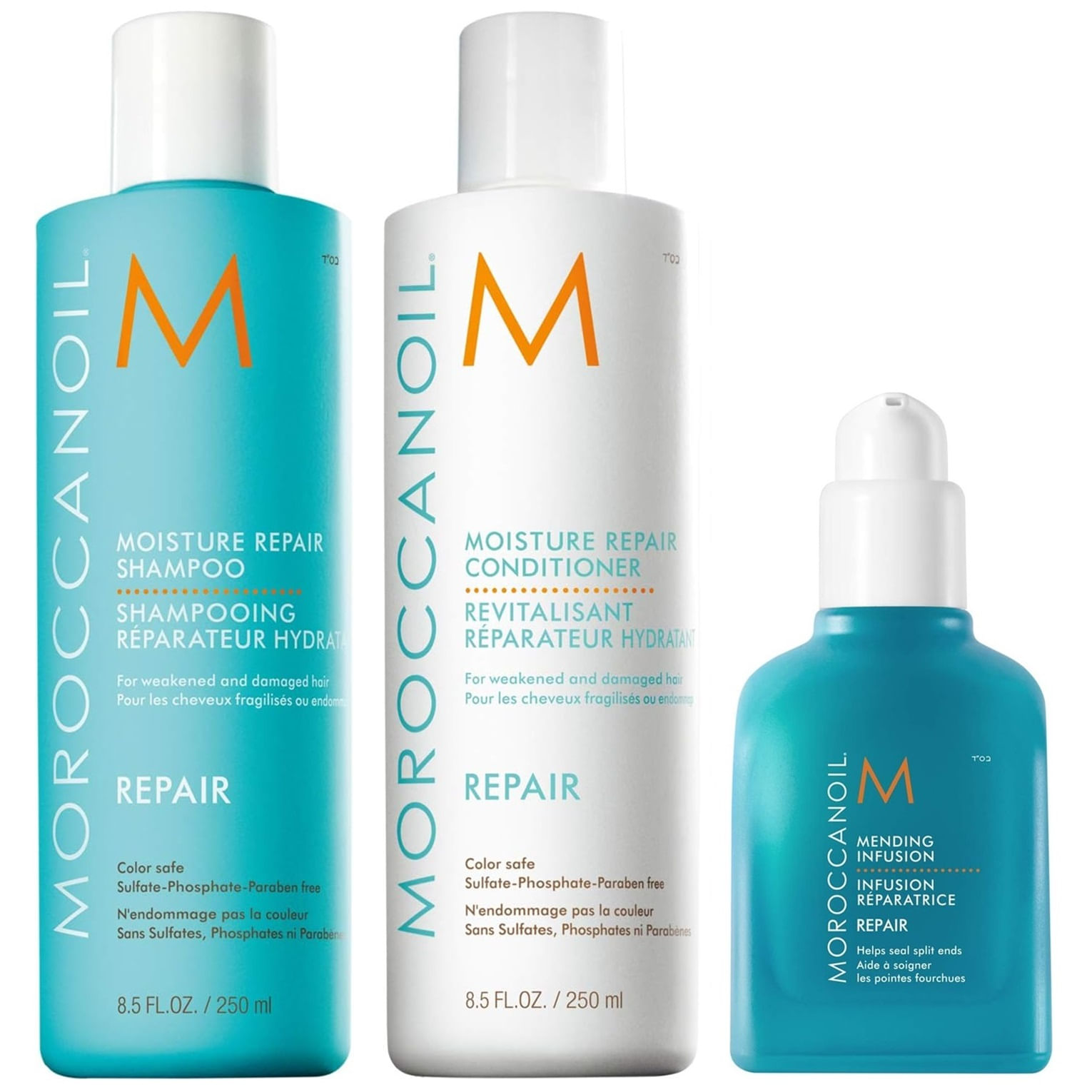 Shampoo Reparador 250ml + Acondicionador + Infusión Moroccanoil Repair