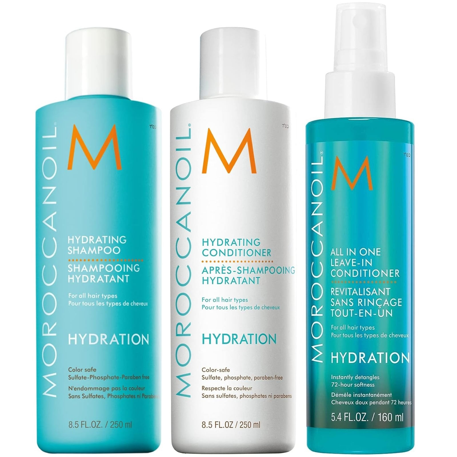 Shampoo 250ml + Acondicionador+ Spray All in One Moroccanoil Hydration