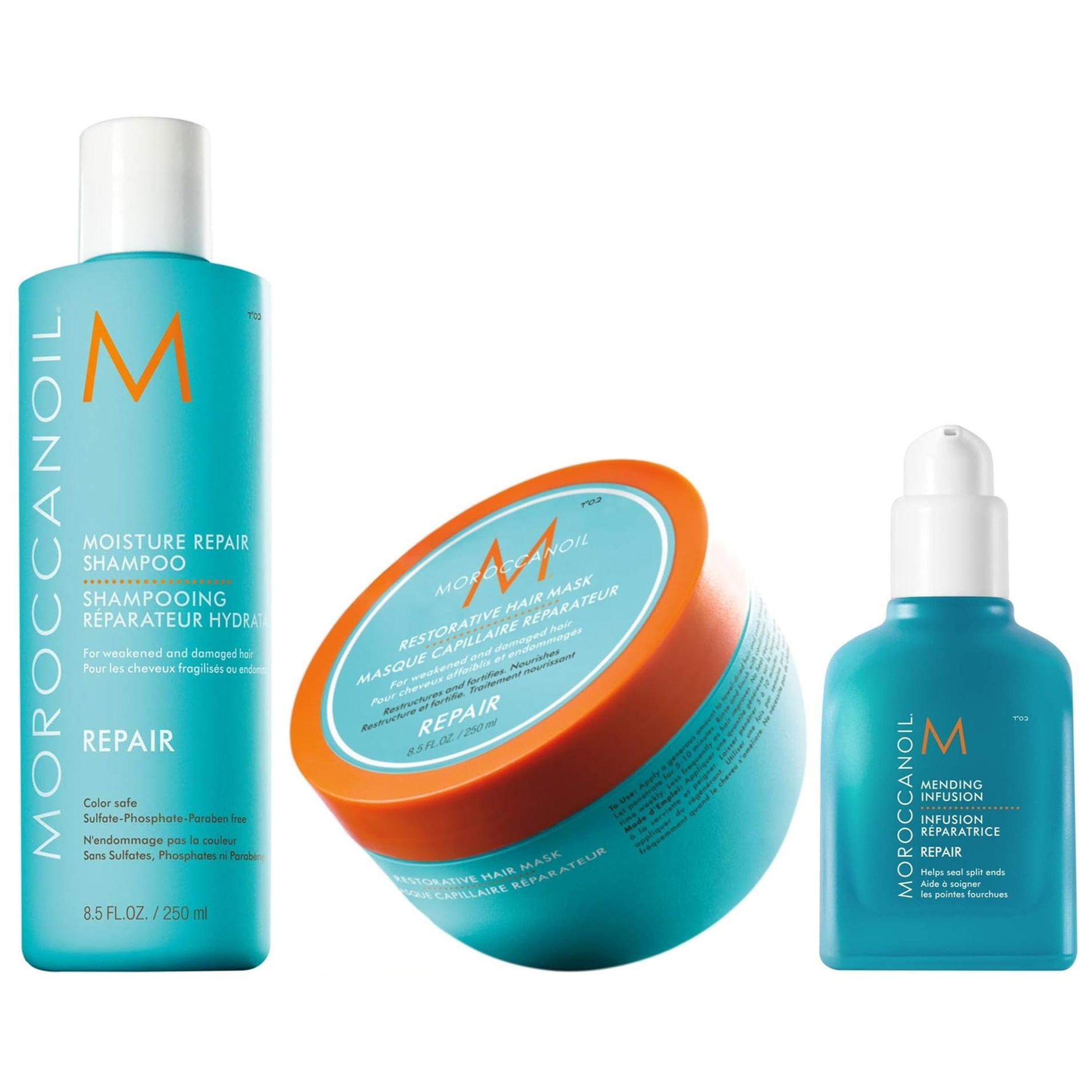 Shampoo Reparador 250ml + Mascarilla + Infusión Moroccanoil Repair