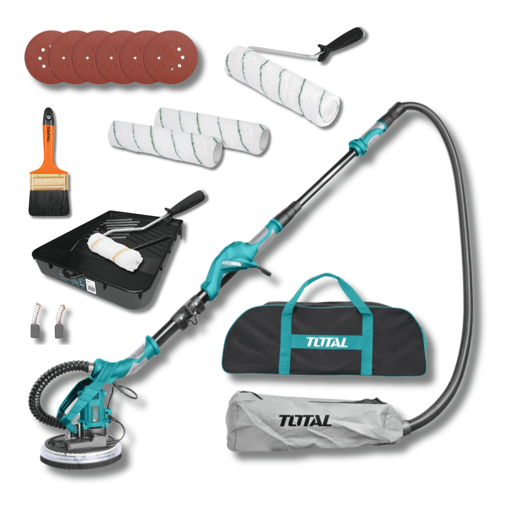 COMBO LIJADORA DE PARED Y TECHO TOTAL + KIT DE ACABADO FINO TRUPER