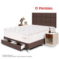 Dormitorio Royal Elizabeth Cajones Queen Cabecera Blocks + Velador Cajón Chocolate