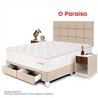 Dormitorio Royal Elizabeth Cajones Queen Cabecera Blocks + Velador Cajón Champagne