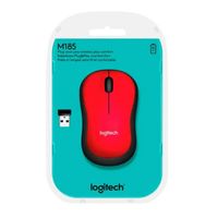 Mouse Logitech M185 Inalambrico Portatil Plug and play Rojo