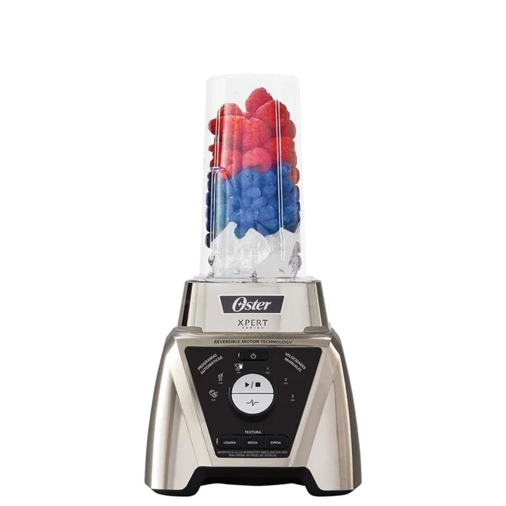 Licuadora Xpert Series™ niquelada con control de textura y un Blend-N-Go BLST3BCPG