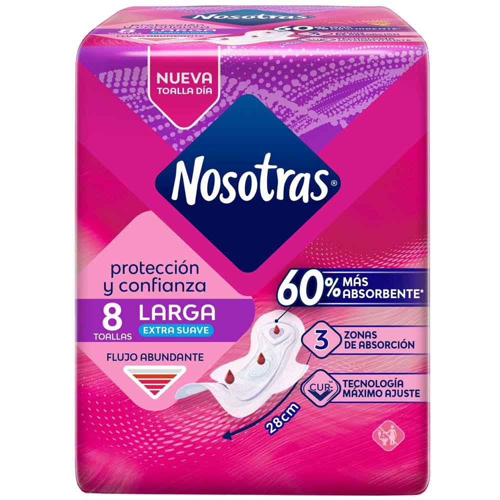 Toallas Higiénicas NOSOTRAS Larga Extra Suave Paquete 8un